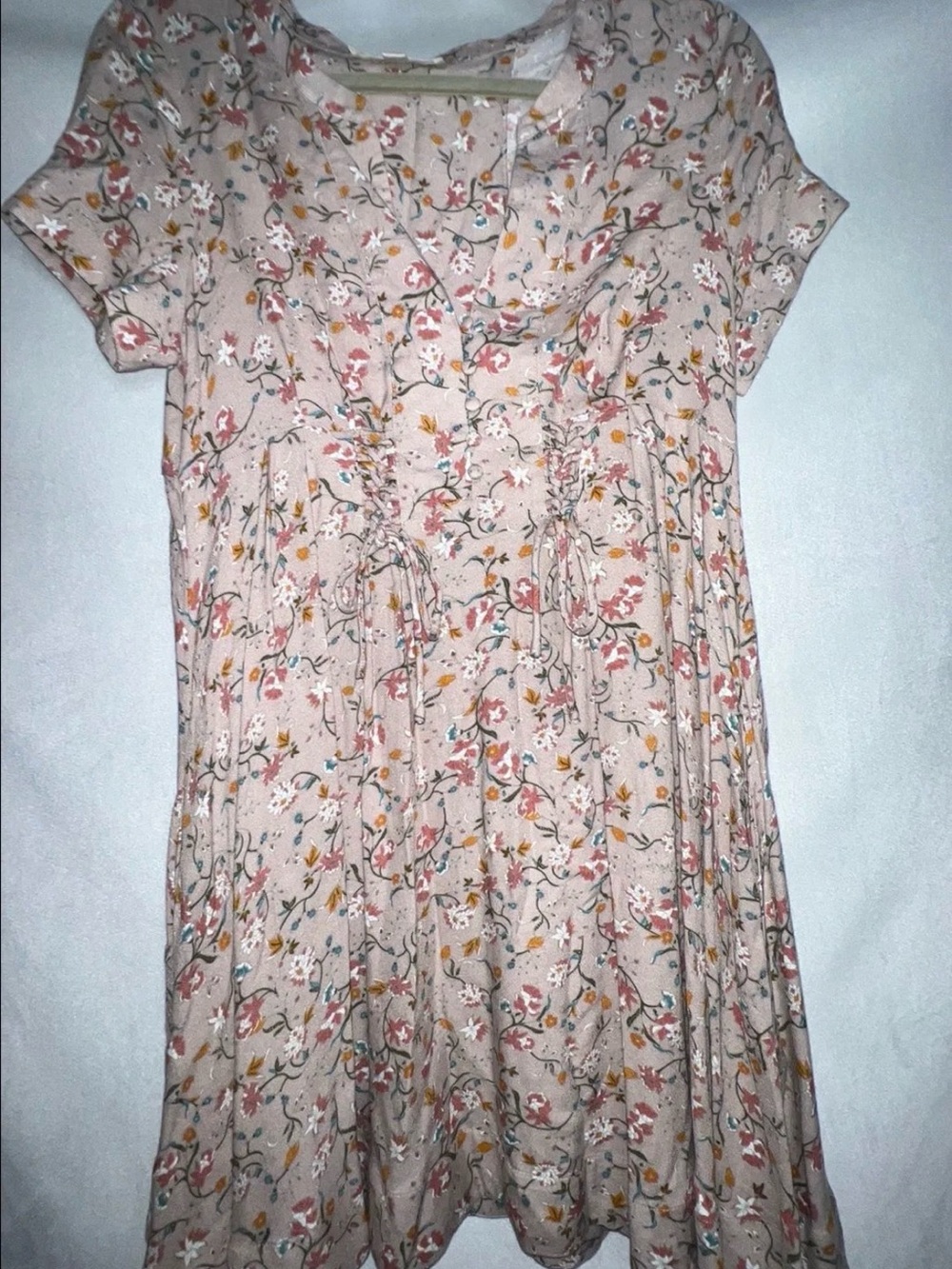 Idyllwind Small Rayon Floral Pink Short-Sleeve Dress PTP 18"